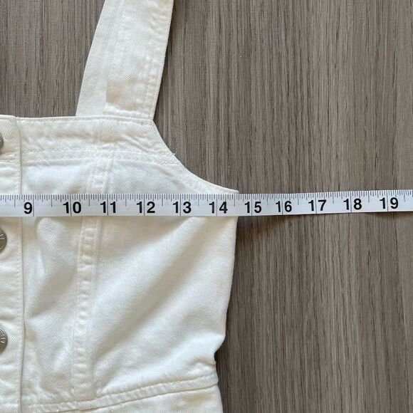 NWT Madewell Square-Neck Sleeveless Denim Mini Dress White 00 - Picture 9 of 10